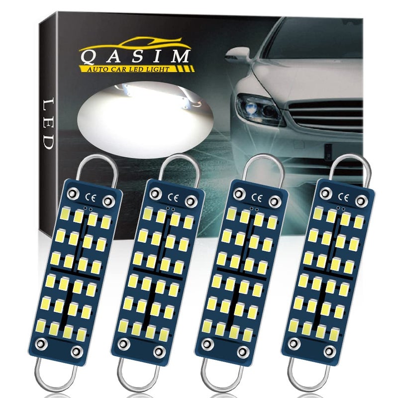QasimLed 44MM 1.73" Car Rigid Loop Festoon Led Bulb 2016 Chip Super Bright 211-2 212-2 561 578 Reading Dome Lamps Cargo/Trunk Lights AC/DC 12V White,Pack of 4 - Image 1